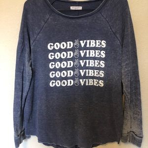Good Vibes Faded Raw Hem Shirt